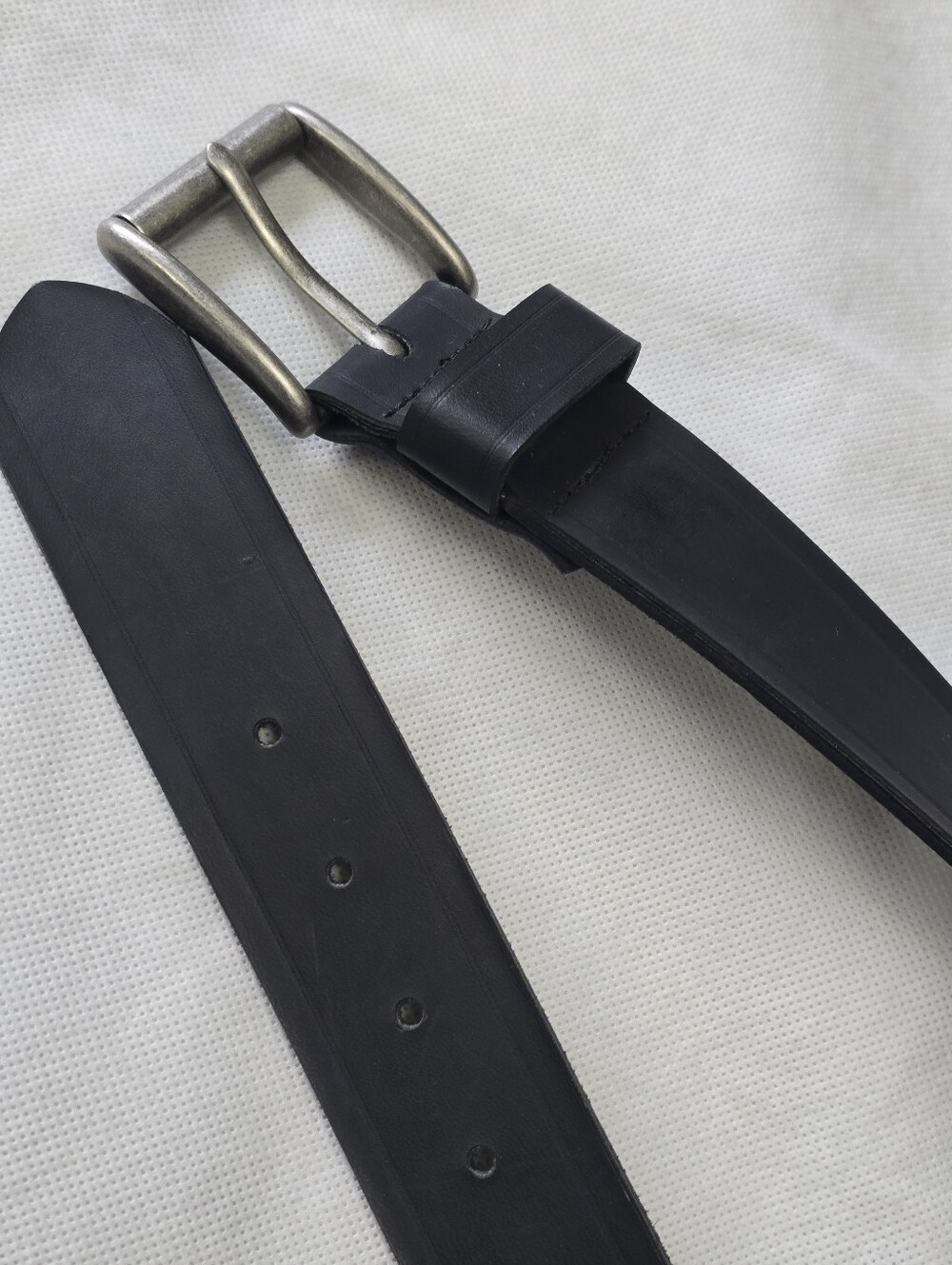 Black Custom Genuine Leather Men's Belt with Silver Buckle Size 38